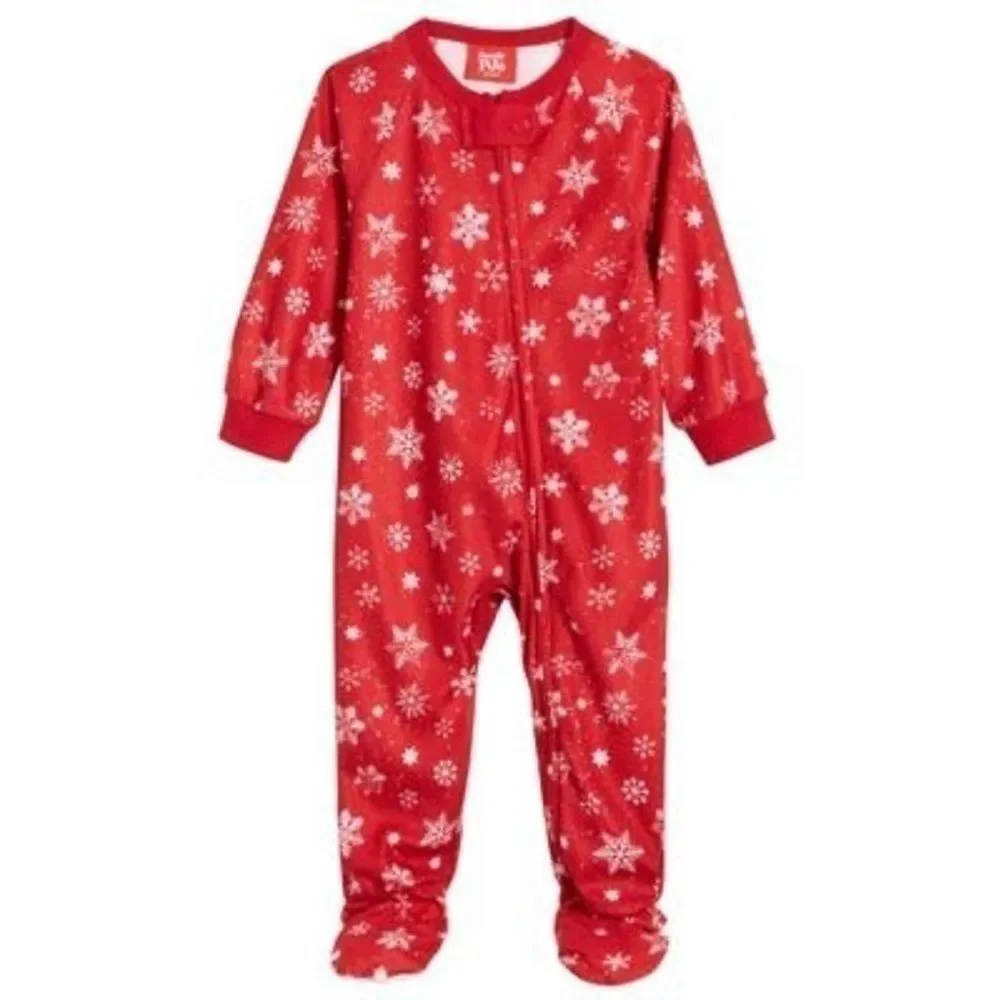New Family Pajamas Matching Baby Merry Snowflake Footie One-Piece size 24 no